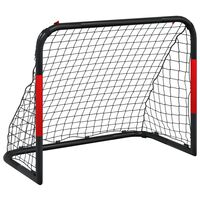 vidaXL Футболна врата с мрежа, червено и черно, 90x48x71 см, стомана