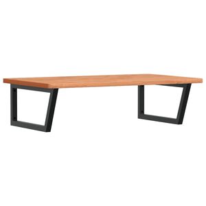 vidaXL Стенен рафт за мивка, стомана и масивно дърво бук