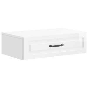 vidaXL Стенен страничен масичка Бял гланц 59 x 34,5 x 17 см