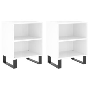 vidaXL Нощни шкафчета, 2 бр, бял гланц, 40x30x50 см, инженерно дърво