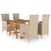 vidaXL Градински трапезен комплект, 5 части, бежов