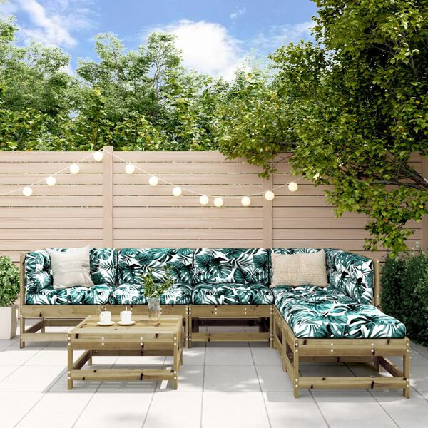 vidaXL Градински лаундж комплект 7 части с възглавници импрегниран бор