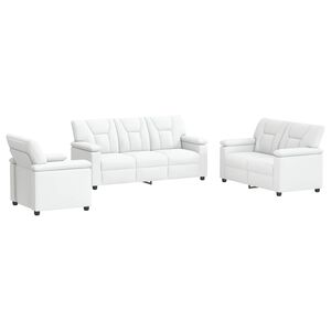 vidaXL Комплект дивани 3 pcs Бяло Изкуствена