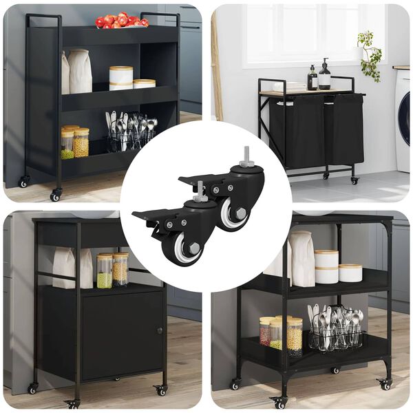 vidaXL Колела 2 pcs Черно M6 x 37 мм Желязо и найлон