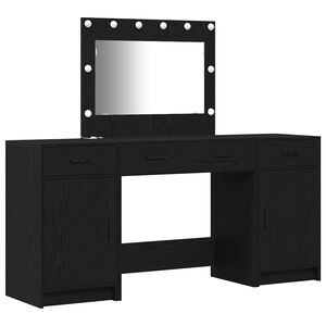 vidaXL Тоалетка 3 бр. Черно 78,5 x 41 x 135 см Инженерна дървесина
