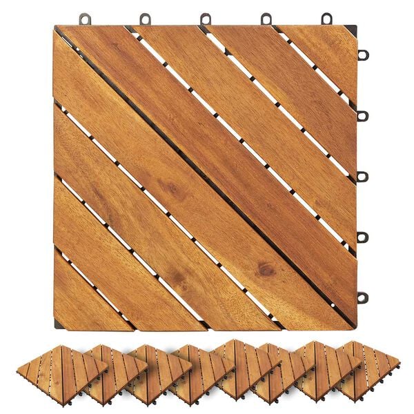 vidaXL Плочка за decking 10 pcs Кафяво 30 x 30 cm Дърво от Акация