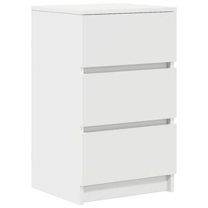 vidaXL Нощно шкафче с 3 чекмеджета, бели, 39x35x65 см