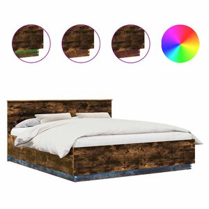 vidaXL Рамка за легло с таблото Димян дъб 200 x 200 cm Инженерно дърво