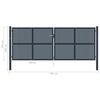 vidaXL Оградна порта, антрацит, 404x150 см, стомана