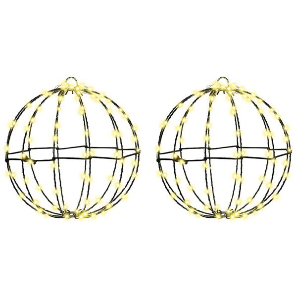 vidaXL Топка 2 pcs Топло бяло 30 x 30 x 32 см Метал