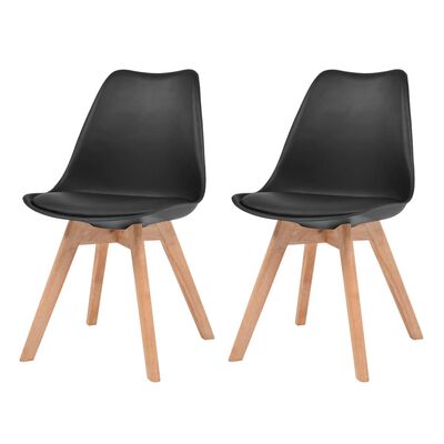 vidaXL Трапезни столове, 2 бр, черни, пластмаса