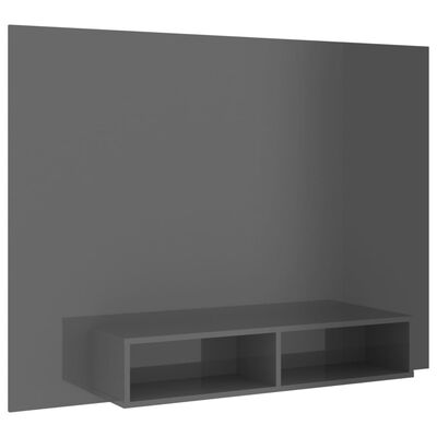 vidaXL Стенен ТВ шкаф, сив гланц, 135x23,5x90 см, ПДЧ