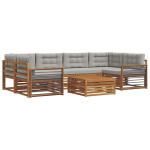 vidaXL Комплект дивани за открито 7 pcs Естествено и светло сиво