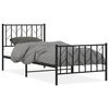 vidaXL Метална рамка за легло с горна и долна табла, черна, 90x200 см
