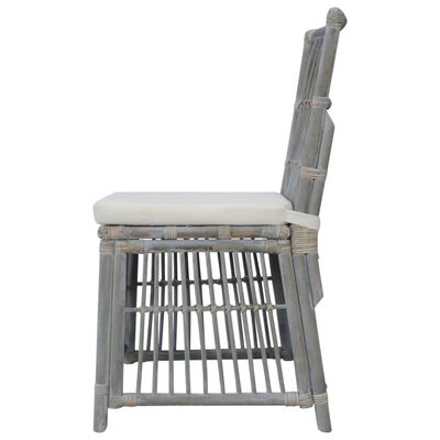 vidaXL Трапезни столове с възглавници, 2 бр, сиви, естествен ратан