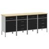 vidaXL Работен кабинет с чекмедже 4 бр. Черен и Сив 200 x 55 x 85 см
