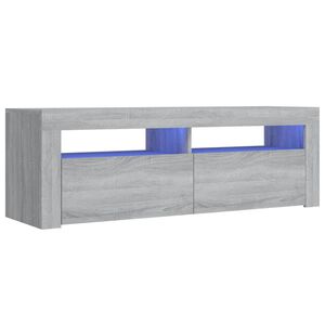 vidaXL ТВ шкаф с LED осветление, сив сонома, 120x35x40 см