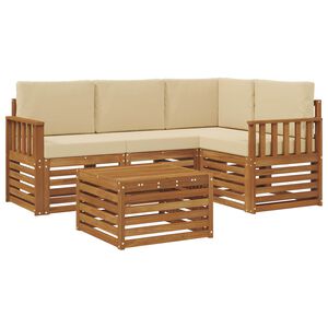 vidaXL Комплект дивани за открито 5 pcs Натурален и Бежов