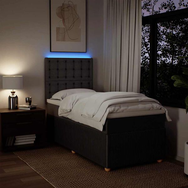 vidaXL Боксспринг легло с матрак, тъмнокафяво, 90x190 см, плат