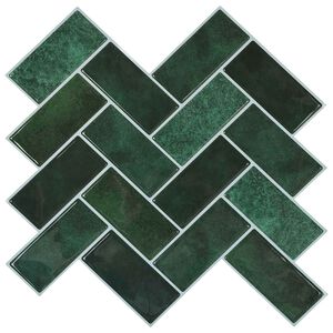vidaXL Плочка рибена кост 20 бр. Тъмнозелено 30 x 30 cm