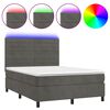 vidaXL Боксспринг легло с матрак и LED, тъмносиво, 140x200 см, кадифе