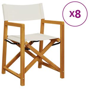 vidaXL Сгъваеми градински столове, 8 бр, кремавобял, плат