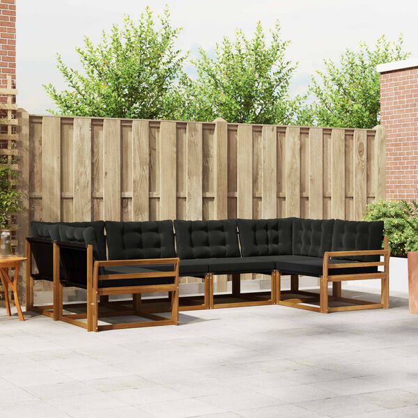 vidaXL Комплект дивани за открито 6 pcs Естествено и черно
