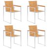 vidaXL Градински столове 4 бр тиково дърво масив и неръждаема стомана