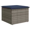 vidaXL Градинска табуретка с възглавница сива 55x55x37 см полиратан