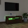 vidaXL ТВ шкаф с LED осветление, кафяв дъб, 90x35x40 см