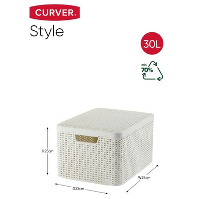 Curver Кутия за съхранение с капак "Style" L 30 л кремавобяло