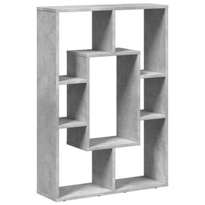 vidaXL Библиотека, бетонно сива, 63x20x90 см, инженерно дърво