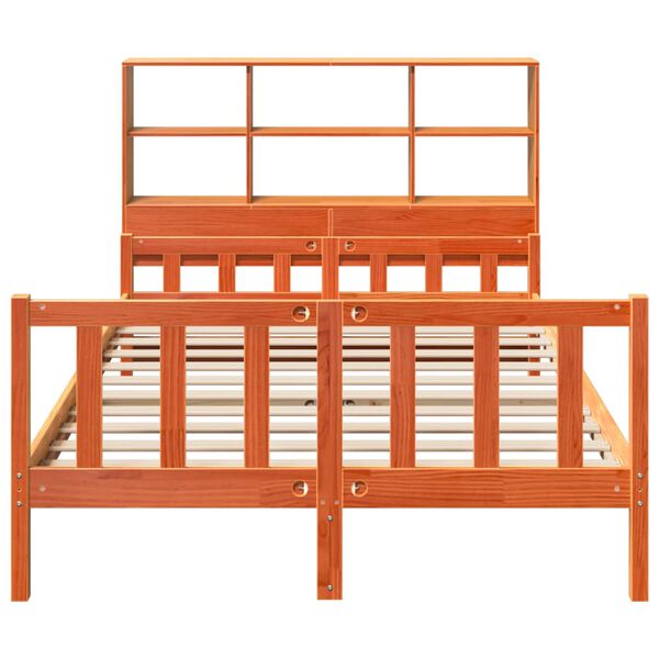 vidaXL Легло с етажерка за книги, без матрак, 150x200 см, дърво масив