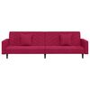 vidaXL 2-местно канапе с две възглавници, виненочервено, кадифе