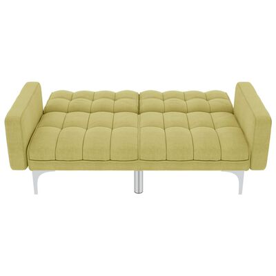 vidaXL Разтегателен диван, зелен, плат