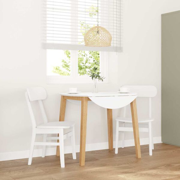 vidaXL трапезни столове 2 бр. бяла масивна дървесина гума