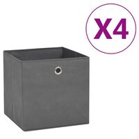 vidaXL Кутии за съхранение, 4 бр, нетъкан текстил, 28x28x28 см, сиви