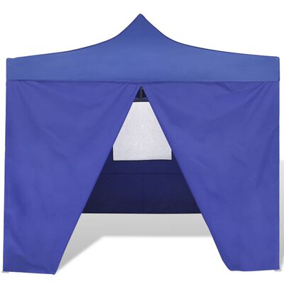 vidaXL Сгъваема шатра 3 х 3 м, с 4 стени, синя