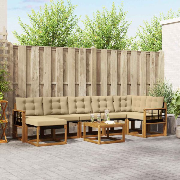 vidaXL Комплект дивани за открито 8 pcs Натурален и Бежов
