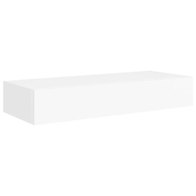 vidaXL Стенен рафт с чекмедже, бял, 60x23,5x10 см, МДФ