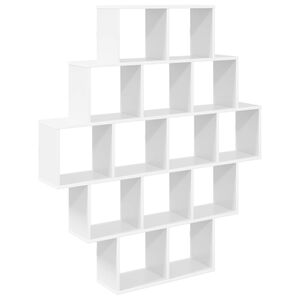 vidaXL Стенен рафт Бяло 120 x 20 x 136 см Инженерна дървесина