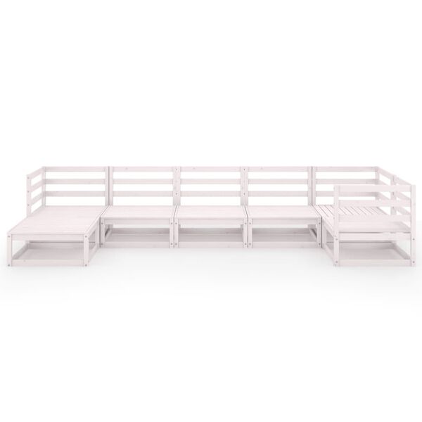 vidaXL Градински лаундж комплект, 7 части, бял, бор масив
