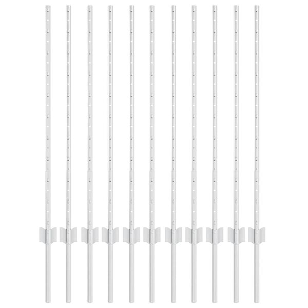 vidaXL Стълб за ограда. 11 pcs Сребрист 100 cm Стомана