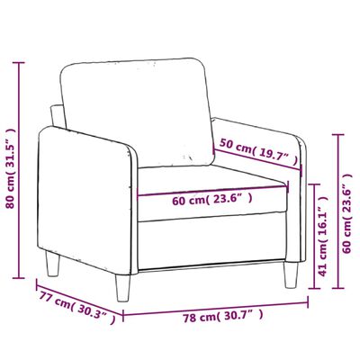 vidaXL Стол кресло, виненочервен, 60 см, кадифе