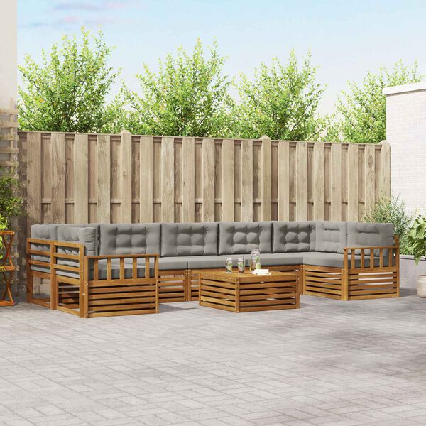 vidaXL Комплект дивани за открито 8 pcs Естествено и светло сиво