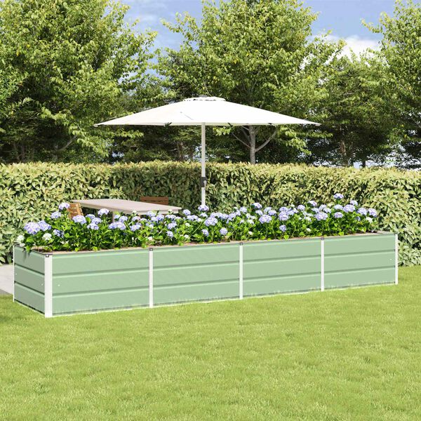 vidaXL Кашпа Зелен 320 x 80 x 45 cm Стомана