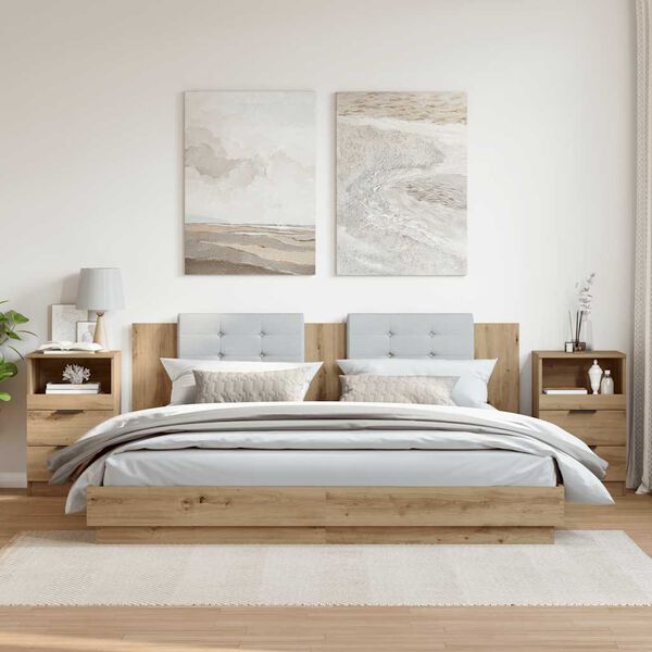 vidaXL Нощни шкафчета, 2 бр, дъб артизан, 40x36x65 см, инженерно дърво