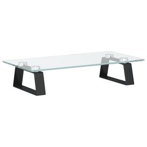 vidaXL Стойка за монитор, черна, 40x20x8 см, закалено стъкло и метал