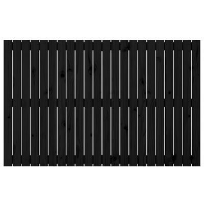 vidaXL Стенна табла за спалня, черна, 140x3x90 см, борово дърво масив