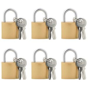 vidaXL U Lock с ключове 6 бр. Месинг Желязо